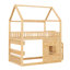 Lit de maison blanc en bois pleine grandeur avec tablette intégrée et cadre en forme de DEL pour une chambre à coucher confortable-130165029