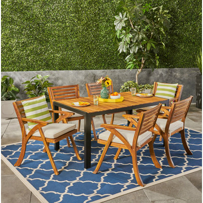 MoutonOutdoor 7 Piece Dining Set with Cushions by George Oliver