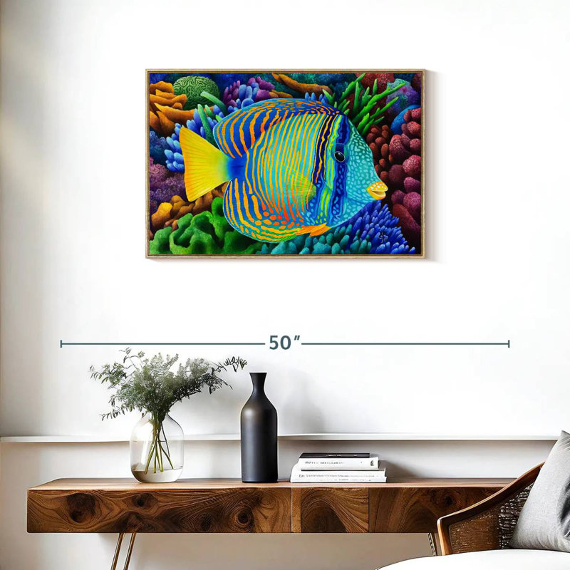 Sailfin Tang, Cadre flottant en bois naturel, 31 po x 21 po