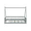 Twin Tent-Shaped Floor Bed,Teepee Bed With Guardrails,Slats