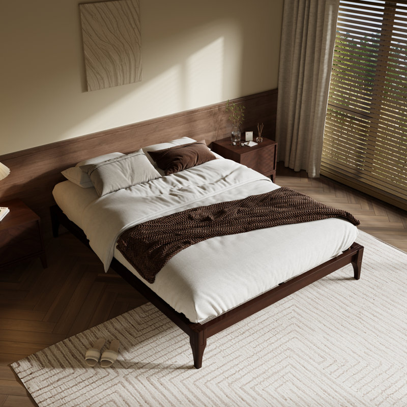 Eco-Friendly Rayon from Bamboo Platform Bed with Natural Texture and Easy Assembly, Chocolate, Queen