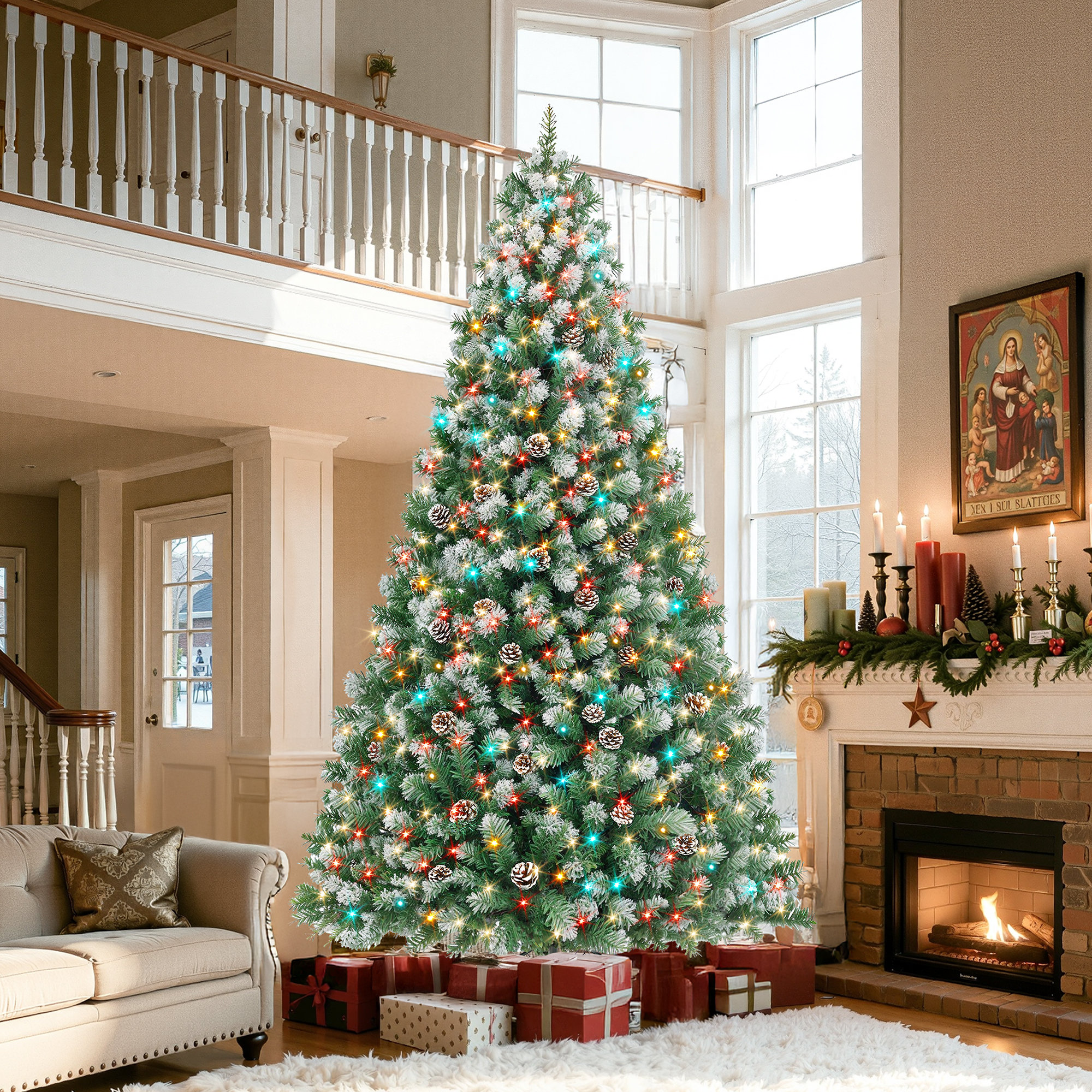 The Holiday Aisle® 12 ft Pre lit Christmas Tree with 904 LED Lights ...