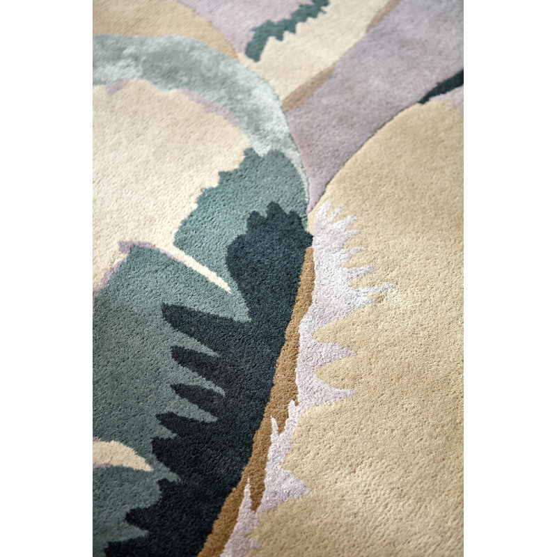 Calathea Hand Tufted Wool/Rayon/Viscose Abstract Area Rug in Shiitake/Wild Water, Rectangle 6'7" x 9'2"