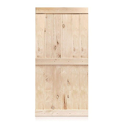 84'' Solid Wood Paneled Unfinished without Installation Hardware Kit Barn Door