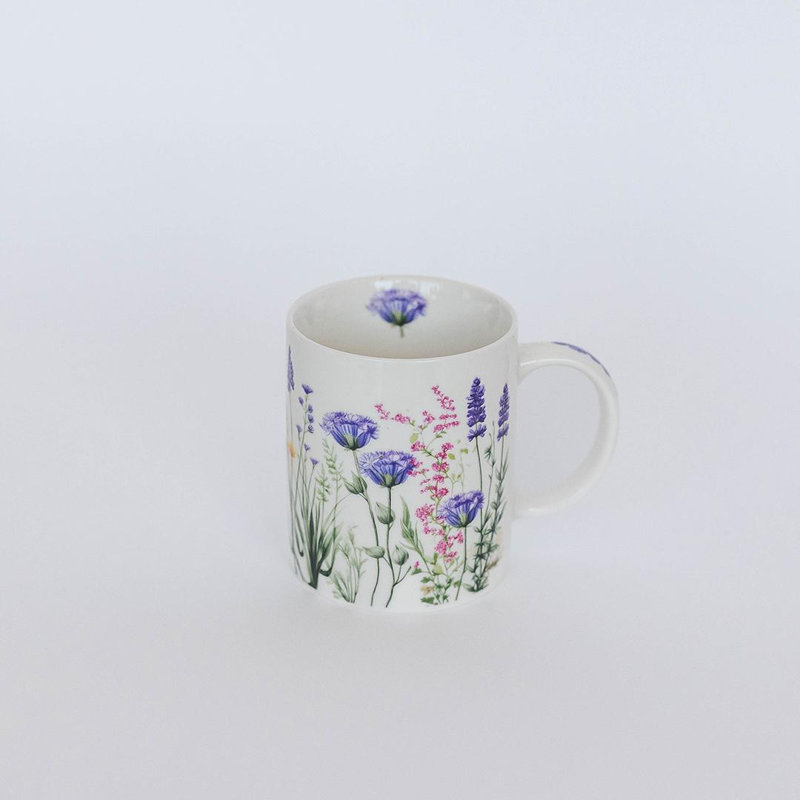 Grande tasse champêtre, Mauve / Blanc