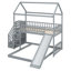 Twin Over Full Bunk Bed With Slide, House Bed With Slide, Grey