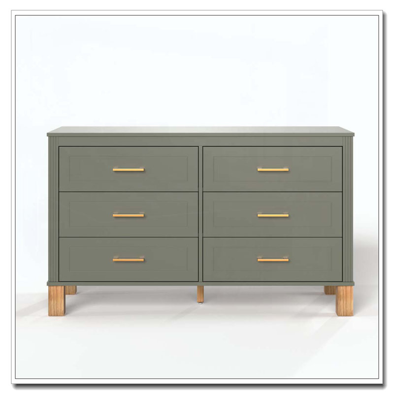 Modern Storage Cabinet with Metal Handles & Solid Wood Legs, Olive,Olive Green