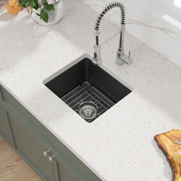 18" L x 16" W Undermount Granite Composite Quartz Kitchen Sink Rectangular Single Bowl Bar Prep Sink