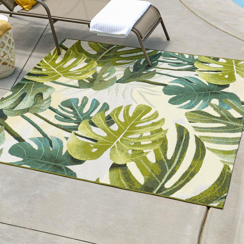 Cindina Washable Floral Indoor / Outdoor Rug, Square 10'