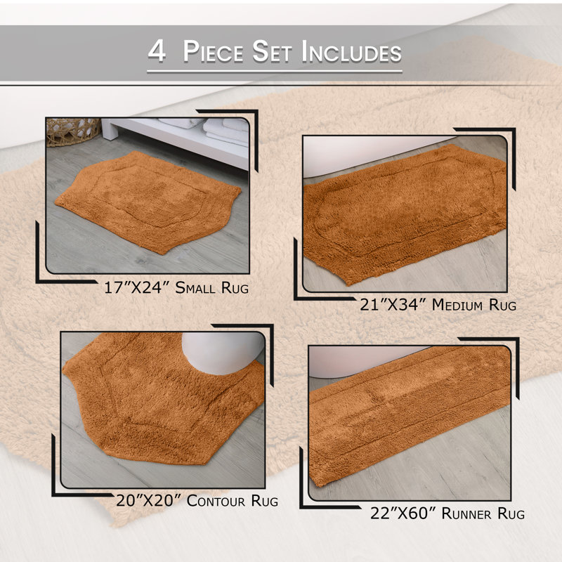 Ensemble de tapis pour salle de bain 4 pièces Morissette, Terre cuite