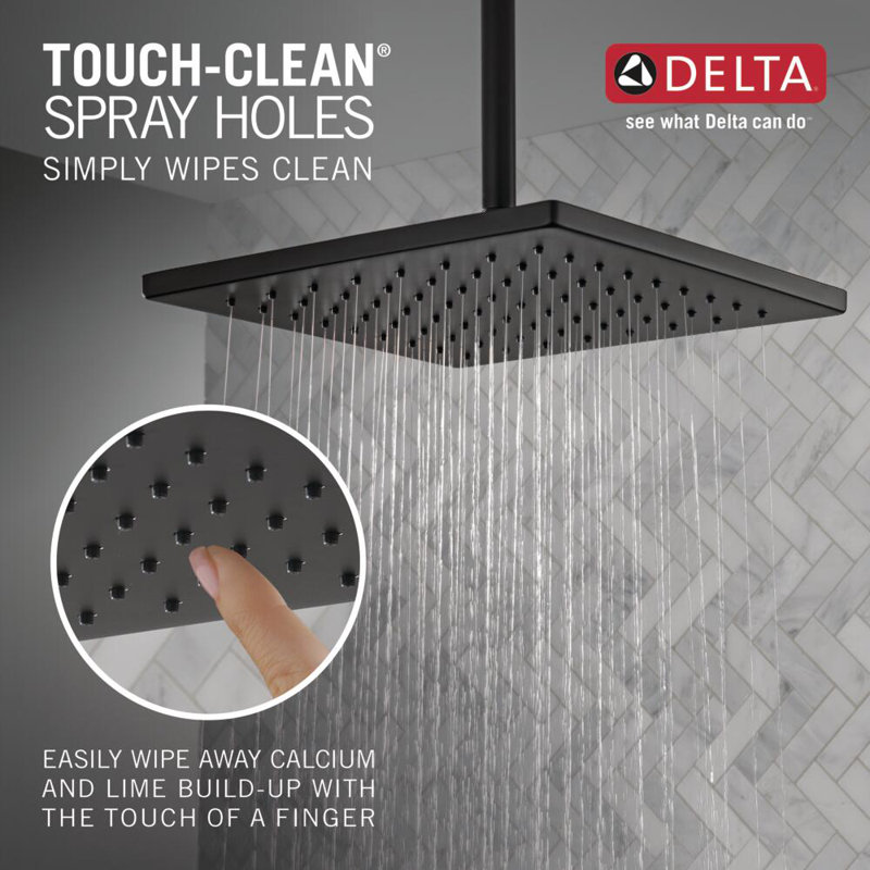 Delta 12-inch Single-Spray Raincan Shower Head, Matte Black