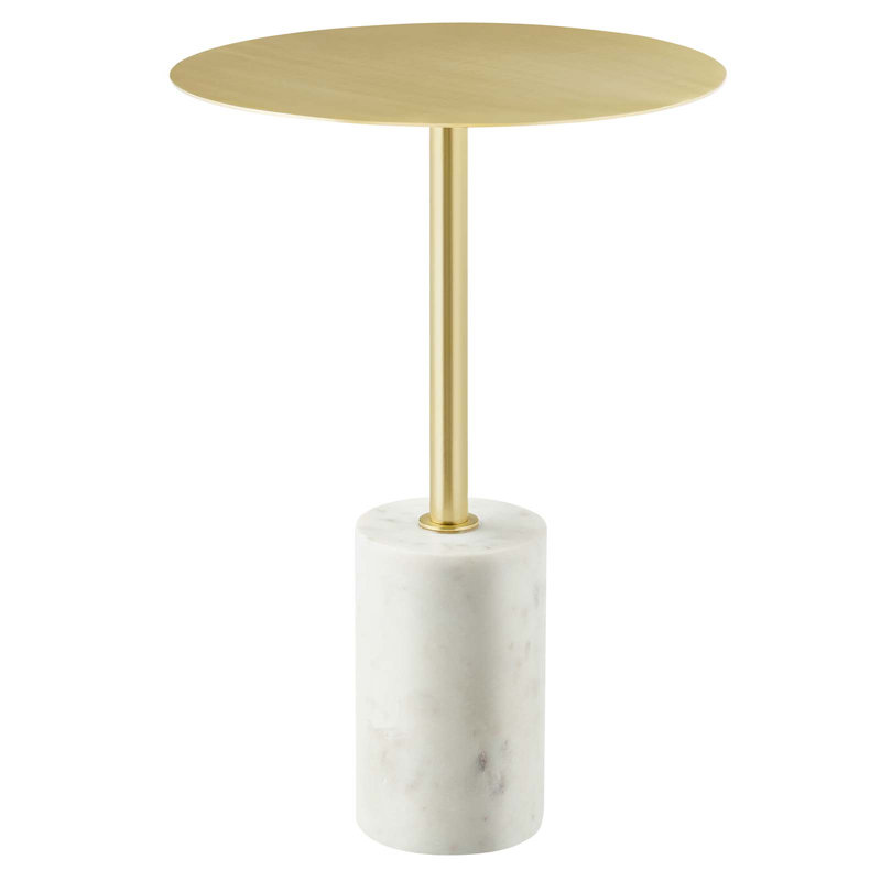 Modway Lyric Iron Pedestal End Table, Brass