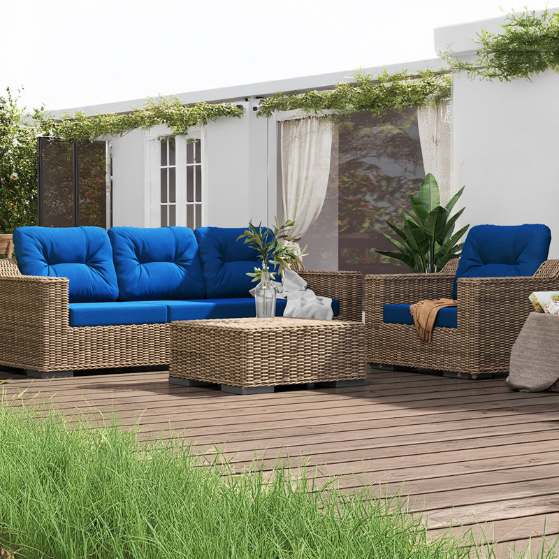 Outdoor 4" Thick Loveseat Cushion Set Waterproof Replacement Patio Chair Cushions Fade Resistant Seat/Back Cushion (Navy Blue)
