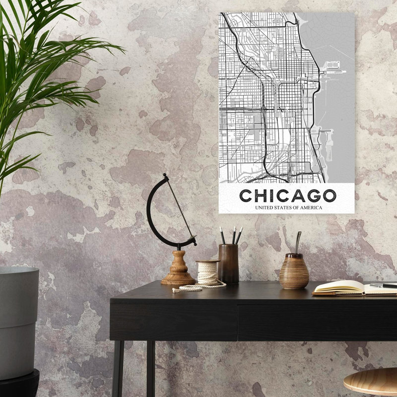 Chicago, art mural rétro blanc rétro, H 24 po x l 16 po