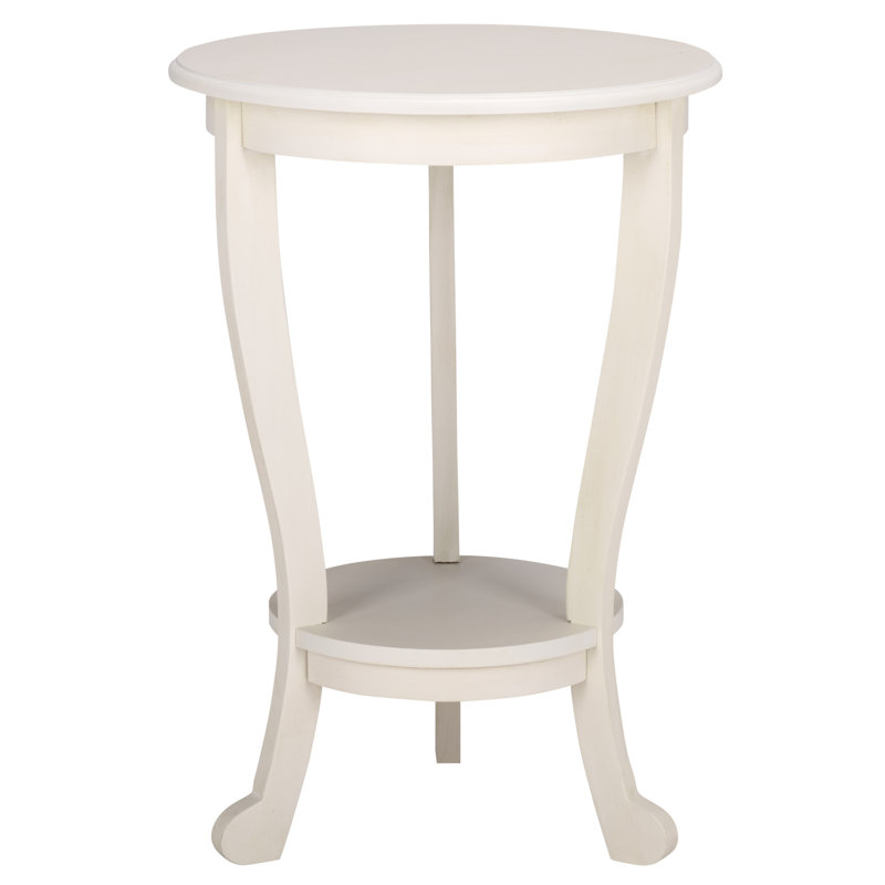 Tutuala Solid Wood 3 Legs End Table with Storage, Ivory