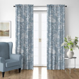 Elwood Cornflower Cotton Rod Pocket Drapery Panel Set of 2