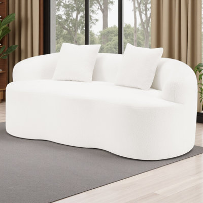 Canapé courbé avec accoudoir rond, canapé à compression avec 2 coussins, canapé pour petit espace, salon, chambre à coucher, sans assemblage