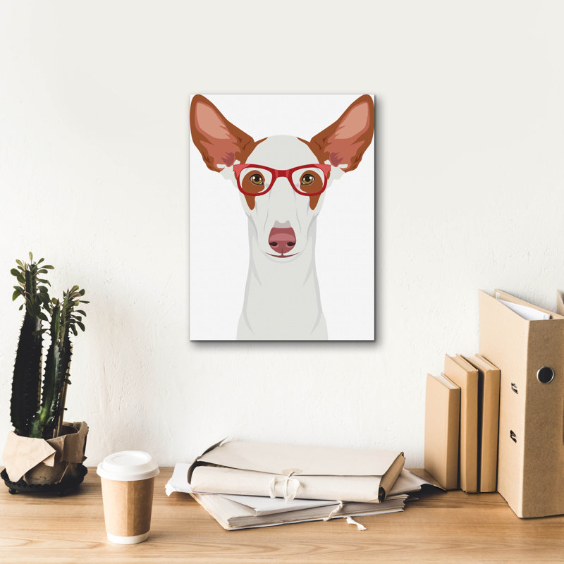 «Ibizan Hound Porter Hipster Glasses» par Furbaby Affiliates, art mural sur toile, H 16 po x l 12 po x P 0,75 po