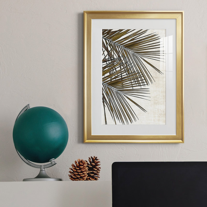 Palmier I - peinture encadrée, H 18,5 po x l 24,5 po x P 1,5 po, Or