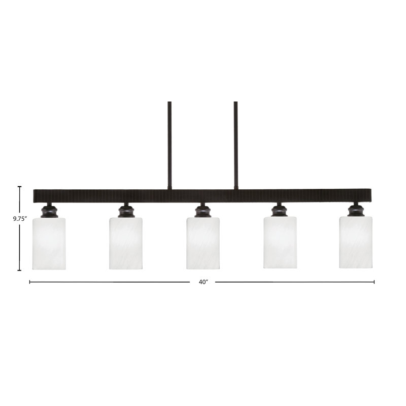 Barre d'éclairage 5 lumières Edge avec verre de marbre blanc 4 po, Espresso