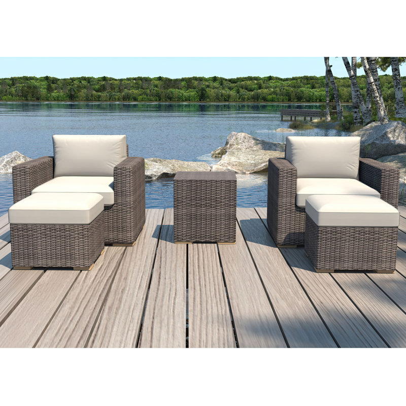 Marfik 4 - Person Patio Conversation Set with Cushions, Canvas Natural Sunbrella® Canvas