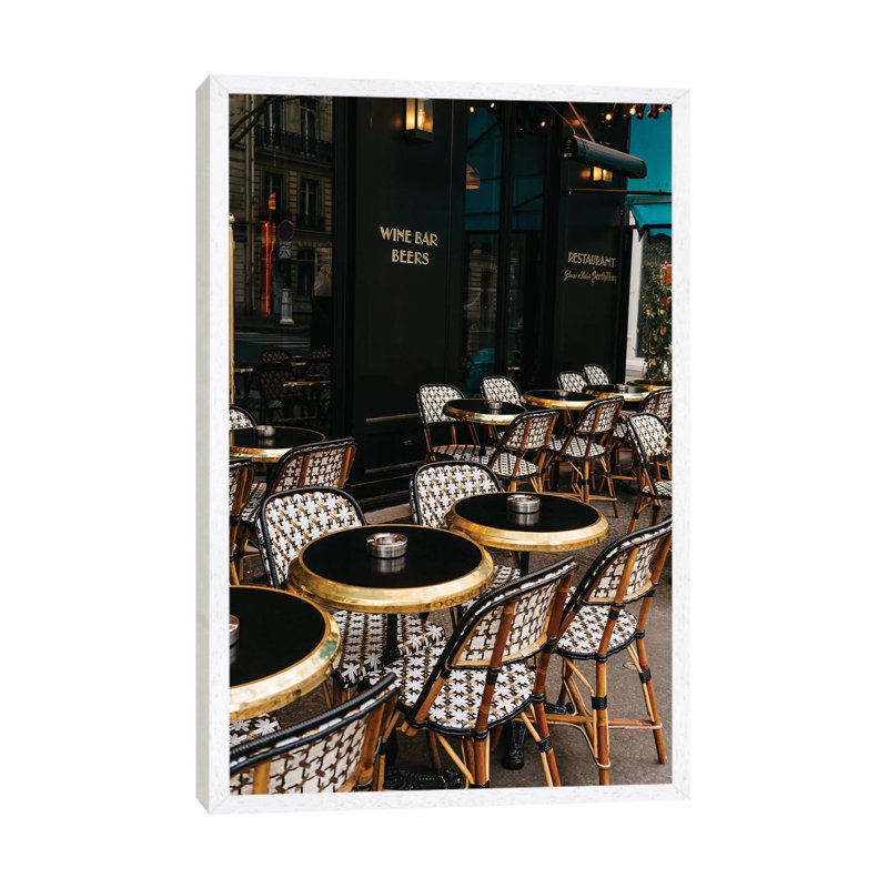 Paris Cafe VIII by Bethany Young - Print on Canvas, 152.4cm H x 101.6cm W x 3.81cm D, White Framed
