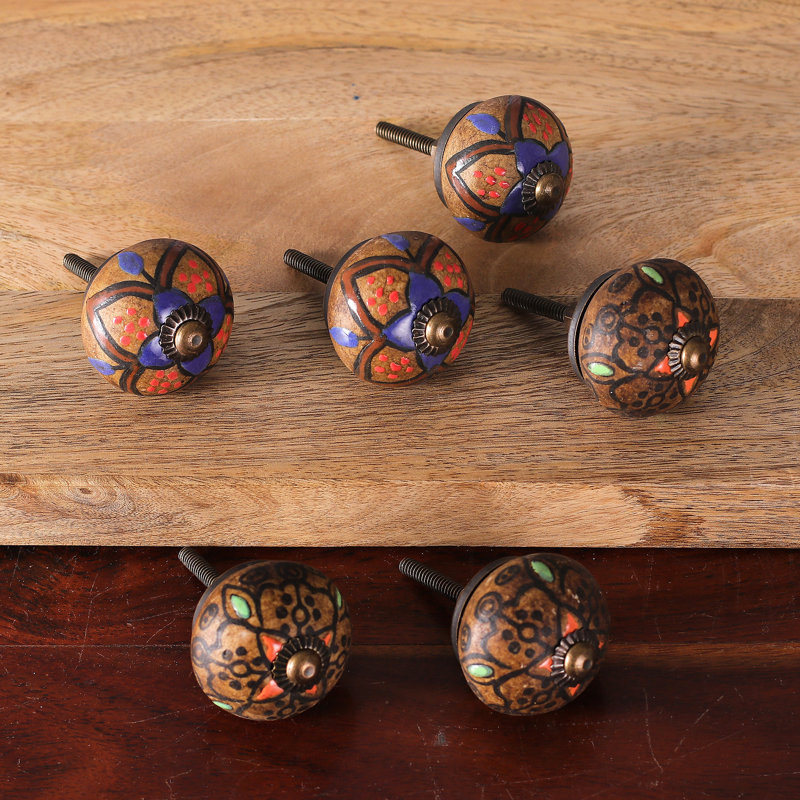 Ensemble de 6 boutons en céramique Novica