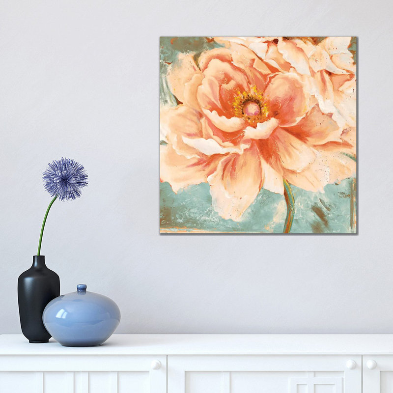 Magnifique pivoines carrées I par Patricia Pinto, reproduction d’art, H 18 po x l 18 po x 1,5 po, Toile tendue, Pas de tapis
