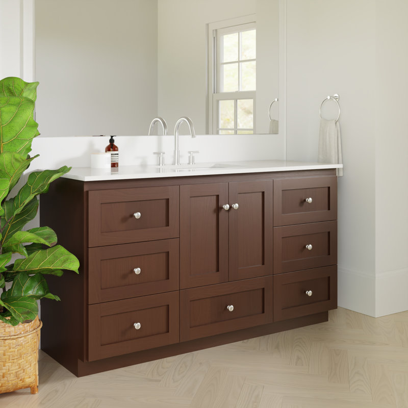 Armoire de salle de bain Shaker l 60 po x P 21 po x H 34,5 po Shader, Aulne foncé