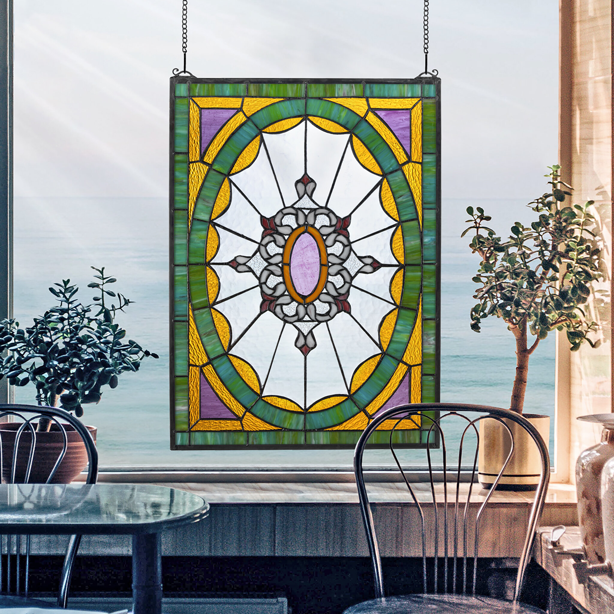 Design Toscano Monte Carlo Tiffany-Style Window Panel | Wayfair