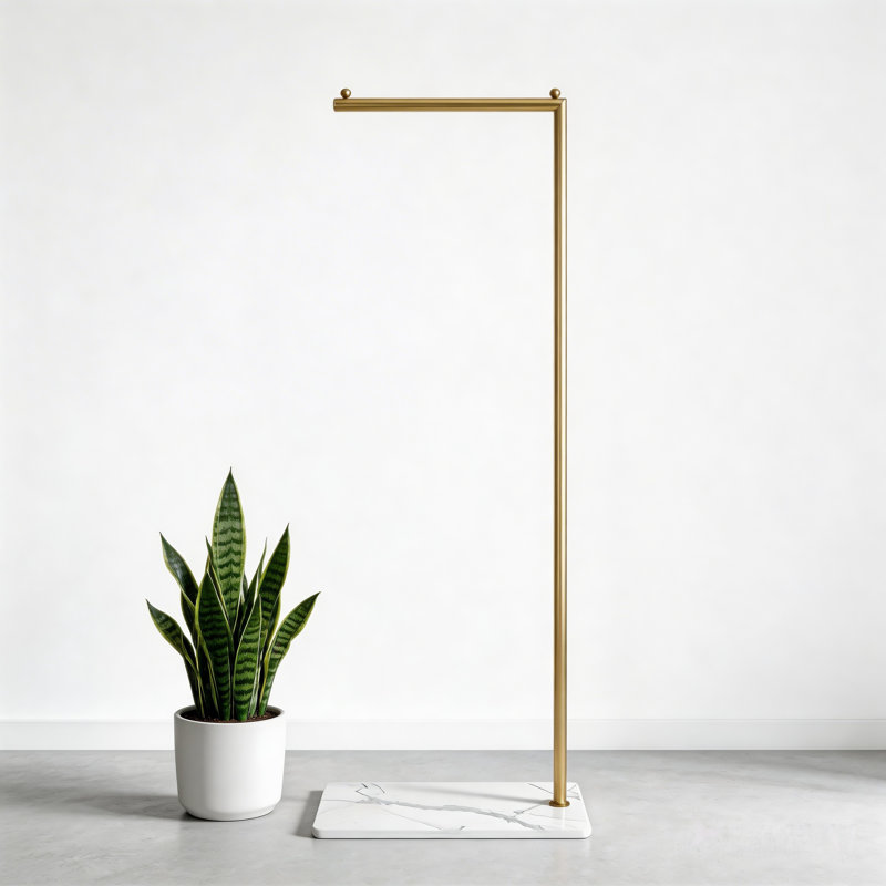 Gold clothing rack with Marble Base,Modern clothes racks for hanging clothes,7-shaped coat rack Freestanding Small garment rack Clothes Hanging Rack for Small Space,Bedroom or cloakrooms