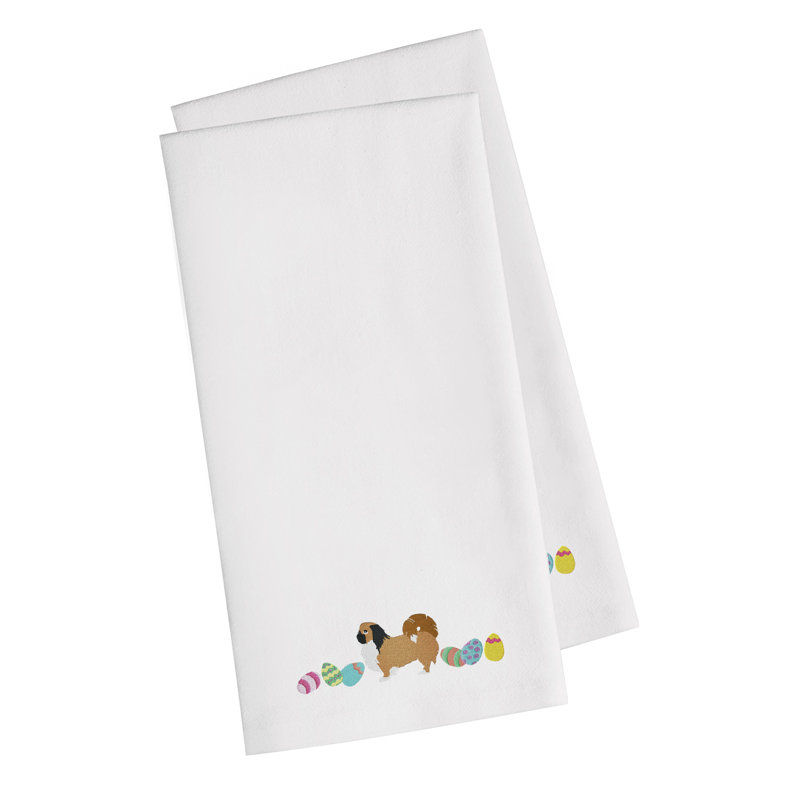 Cotton Embroidered Tea Towel Kitchen Towel, White, 28" H x 19" W x 0.1" D