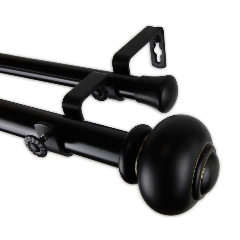 Tringle à rideaux double Lecuyer, Noir, 28 po à 48 po