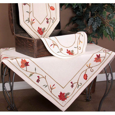 Sheron Crewel Embroidered Harvest Table Topper