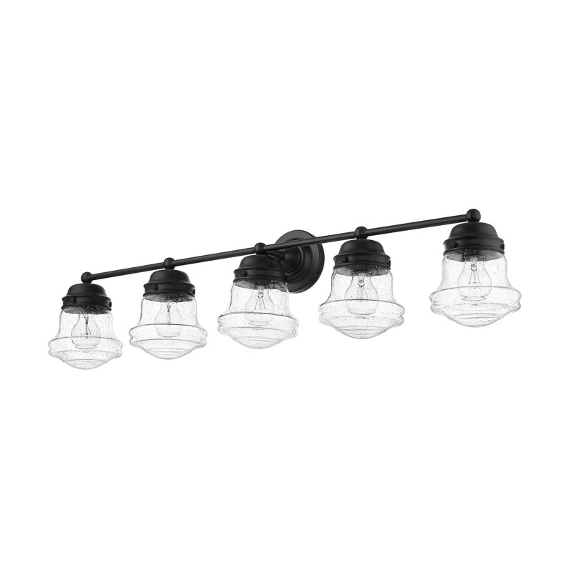 Éclairage de salle de bain à intensité variable 5 lumières Leedy, Noir mat