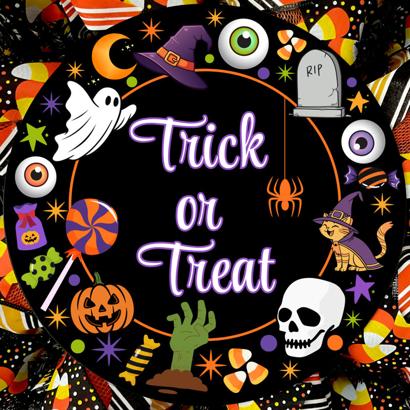 Trick or Treat Halloween Candy Wreath, 24" H x 24" W