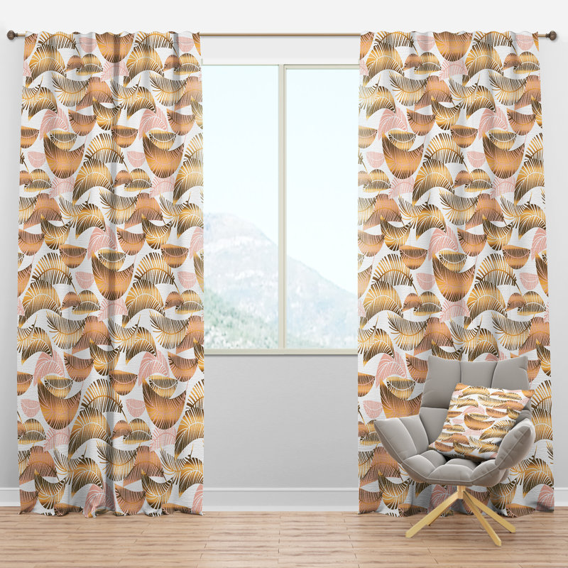 Panneau de rideau simple semi-diaphane avec passe-tringle Mid-Century Tropical III, l 52 po x L 90 po