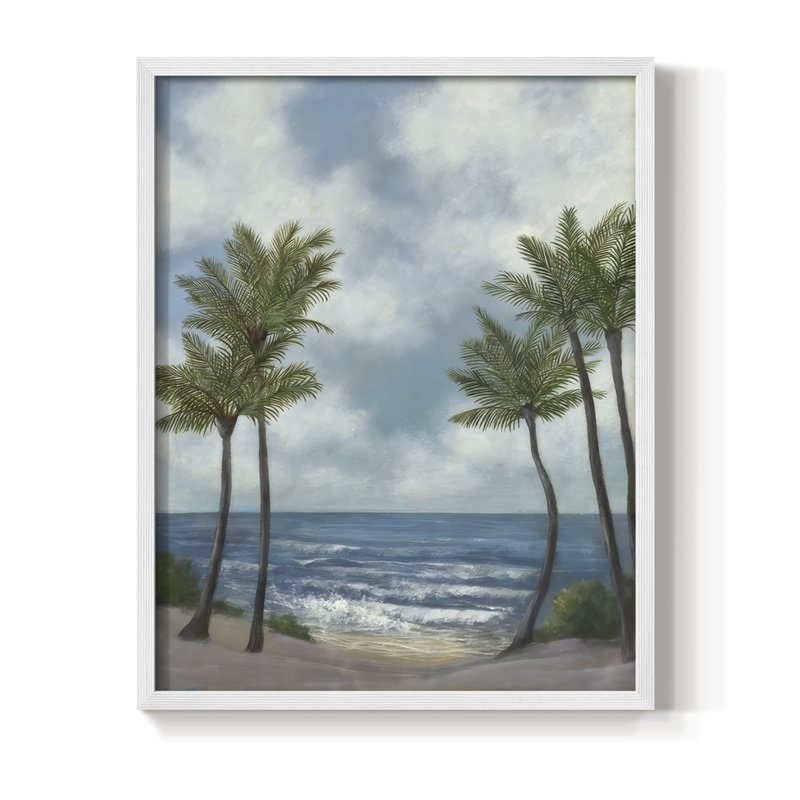 Coastal Palm Tree II, reproduction encadrée - bois massif, H 15 po x l 12 po, Blanc
