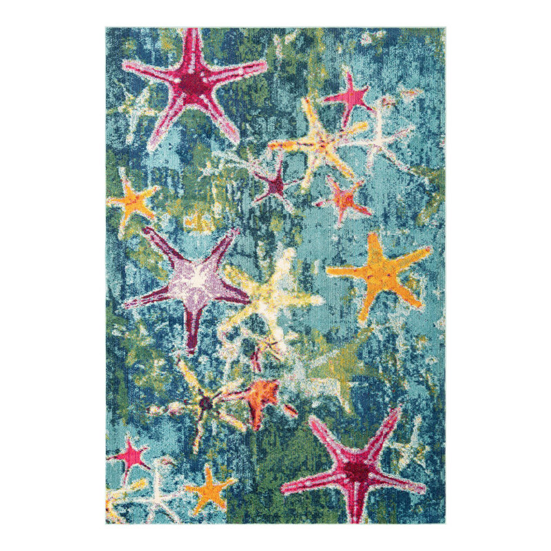 Esposito Animal Print Navy Blue Area Rug, Rectangle 6'1" x 9'