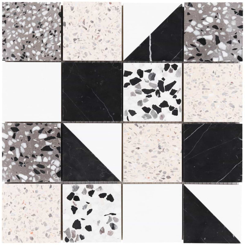 Elizabeth Sutton Artem Mosaic Tile, Pica Black;White