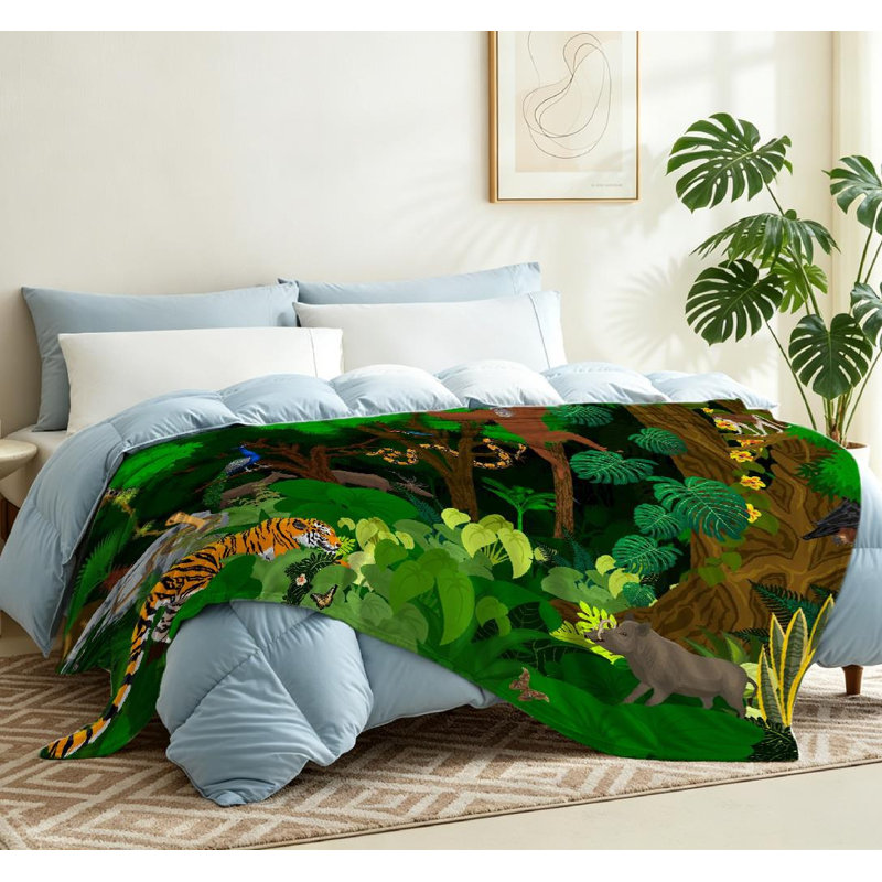 Jeté en flanelle transparente molletonnée, imprimé jungle simple, Throw 50" x 60"