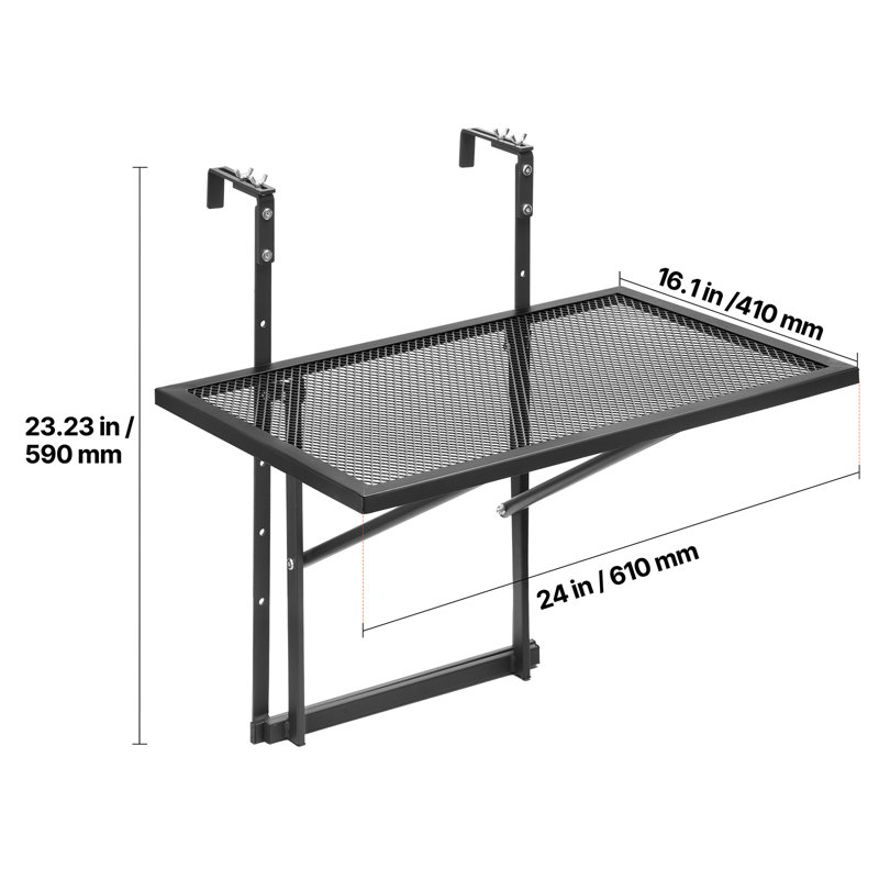 Rectangular Metal Folding Outdoor Balcony Table , 61cm cm W 53cm cm D