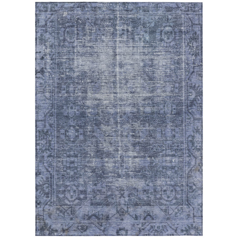 Tapis intérieur / extérieur bleu marine Delaura, 5 pi x 7 pi 6 po