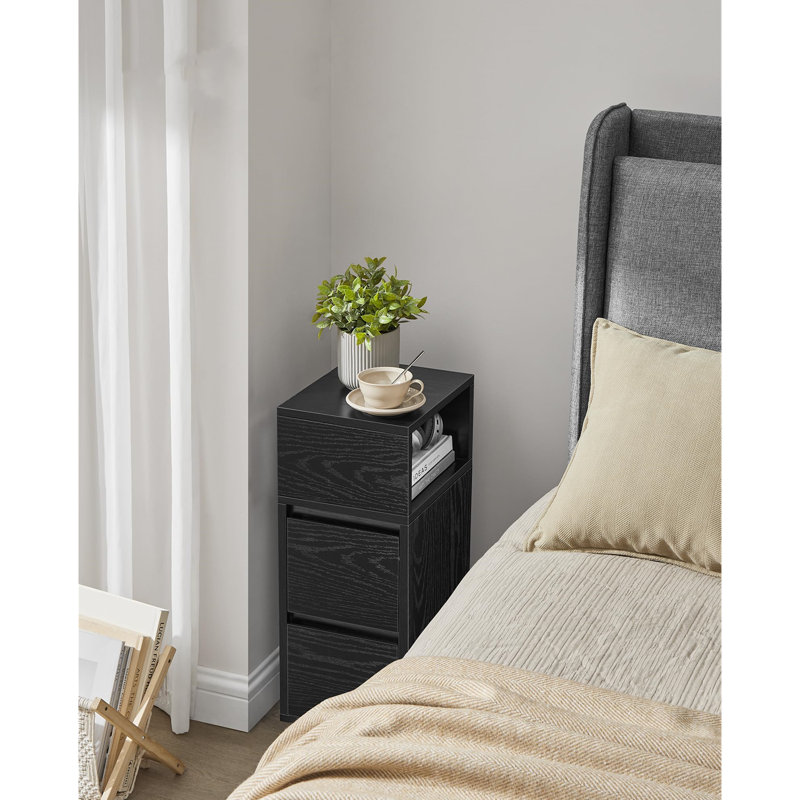 25cm W Manufactured Wood Bedside Table, Black