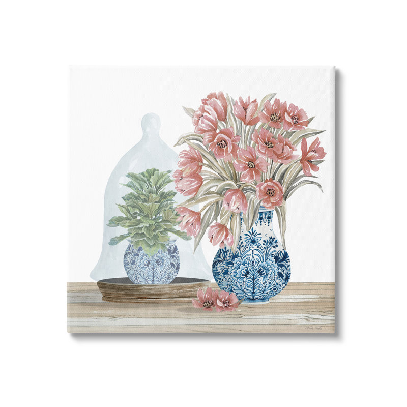 «Floral Arrangement Ornate Vase» par Cindy Jacobs - impression, H 30 po x l 30 po x P 1,5 po, Toile tendue