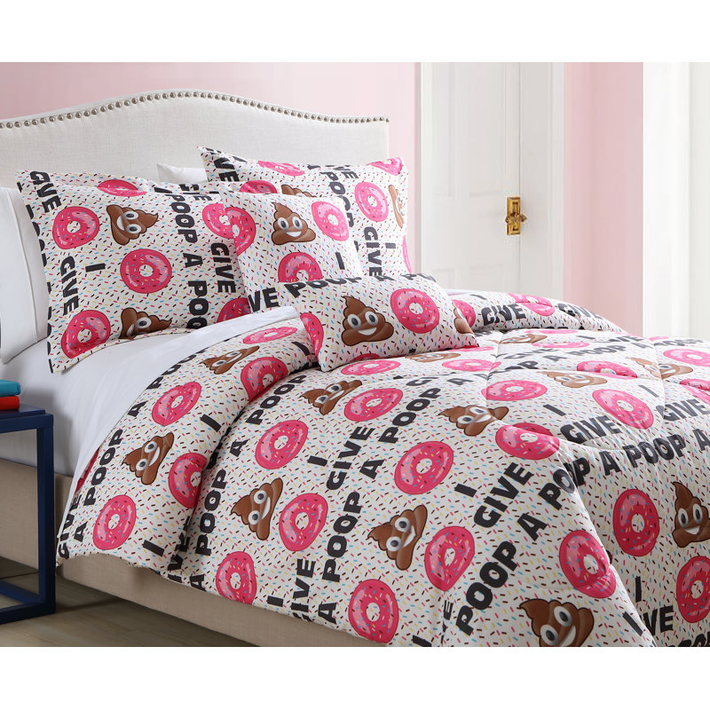 Emoji Polyester Comforter, Full/Double Comforter + 2 Shams + 2 Pillows