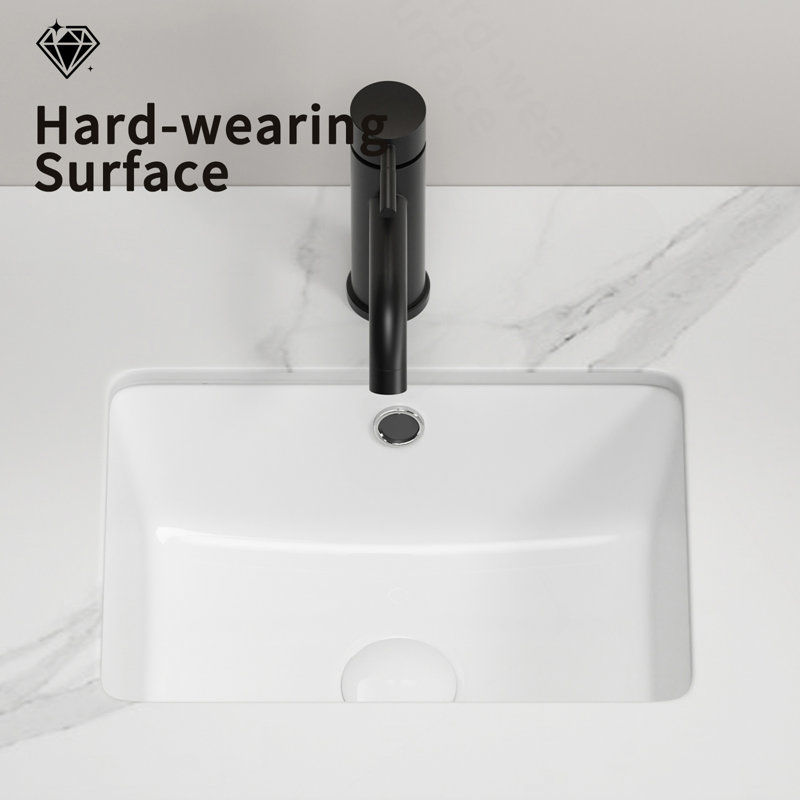 16 Inch Rectangle Undermount Bathroom Sink Under Counter Vanity Sink Opening Size White Porcelain Basin Sink Para Baños
