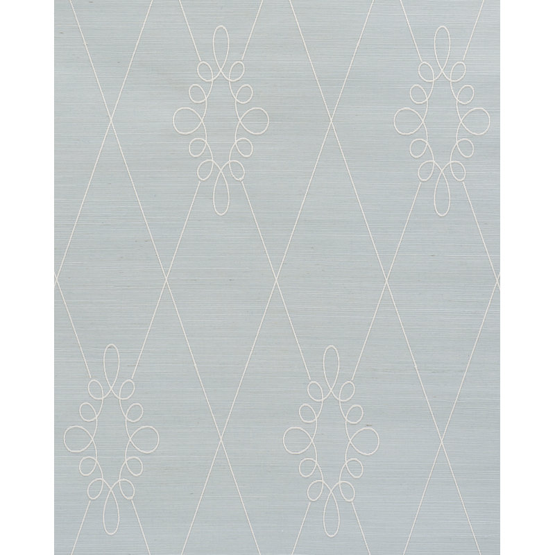 Sylvie Embroidered Sisal Wallpaper, Water Blue