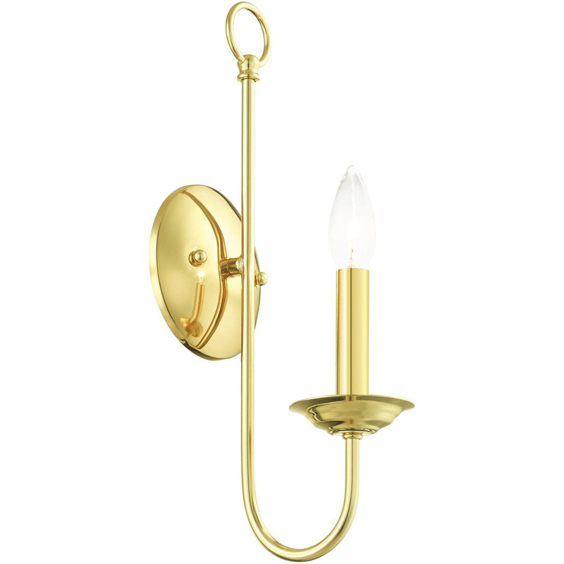 Wall Sconce with Steel Base - 5" Industrial Light Fixture, Polished Brass