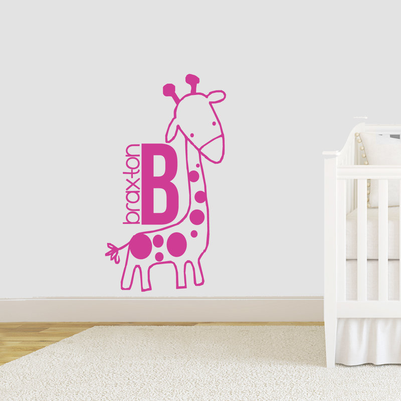 Adhésif décoratif girafe personnalisé, Rose vif, Oui